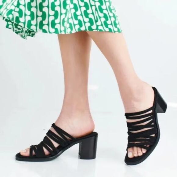 JEFFREY CAMPBELL Intertwine Slide Sandal - Black Suede - Picture 1 of 10